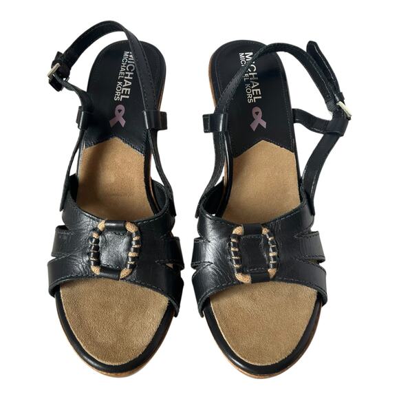 Vintage Michael Kors Womens Slingback Heels Buckle Size 7.5 Retro Disco 70s - Picture 3 of 6